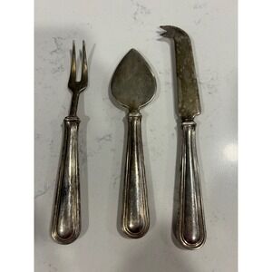 Vintage Silver Plated Cheese Knife Fork Server Set Serving Utensils